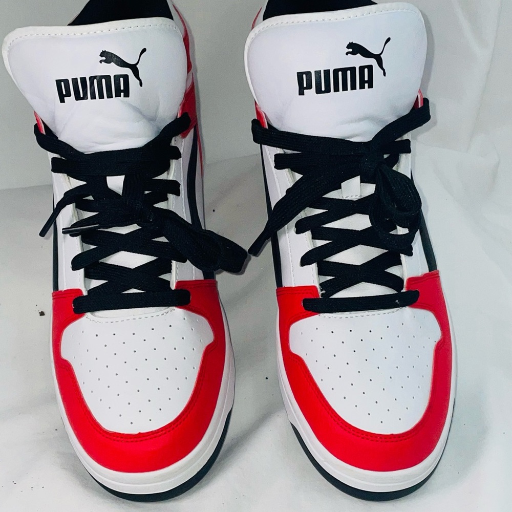 Puma Red and White High-Top Sneakers